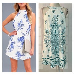 Lulu's Blue and White Floral Mini Dress